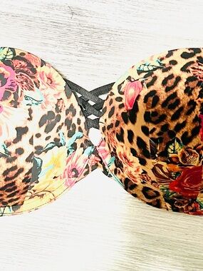 Torrid 360 Back Smoothing Push-Up Plunge Bra - Floral Leopard Print